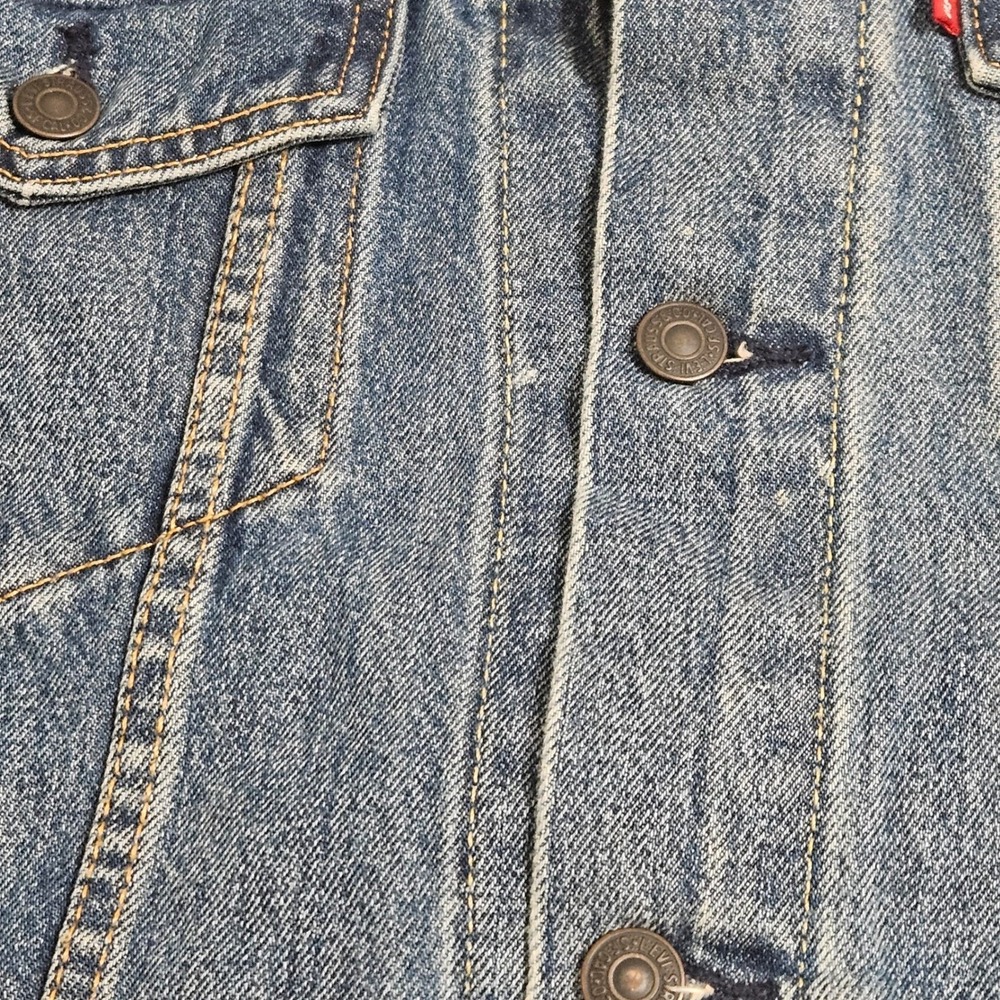 VTG Style Levi's Relaxed Denim Trucker Jacket Retro 90s Indigo Blue Grunge L - Picture 6 of 12